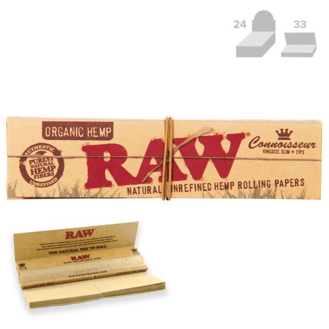 Raw Classic Connoisseur KS Slim Rolling Papers and Tips